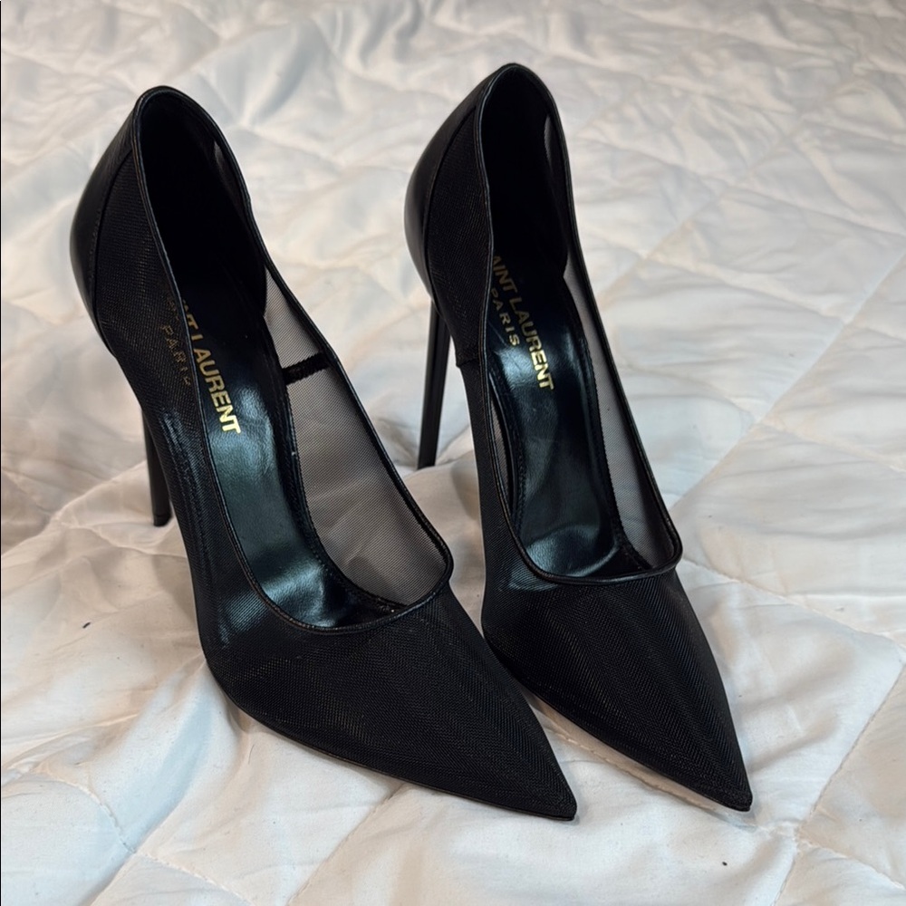 Saint Laurent Black Stiletto Heels Classic Design